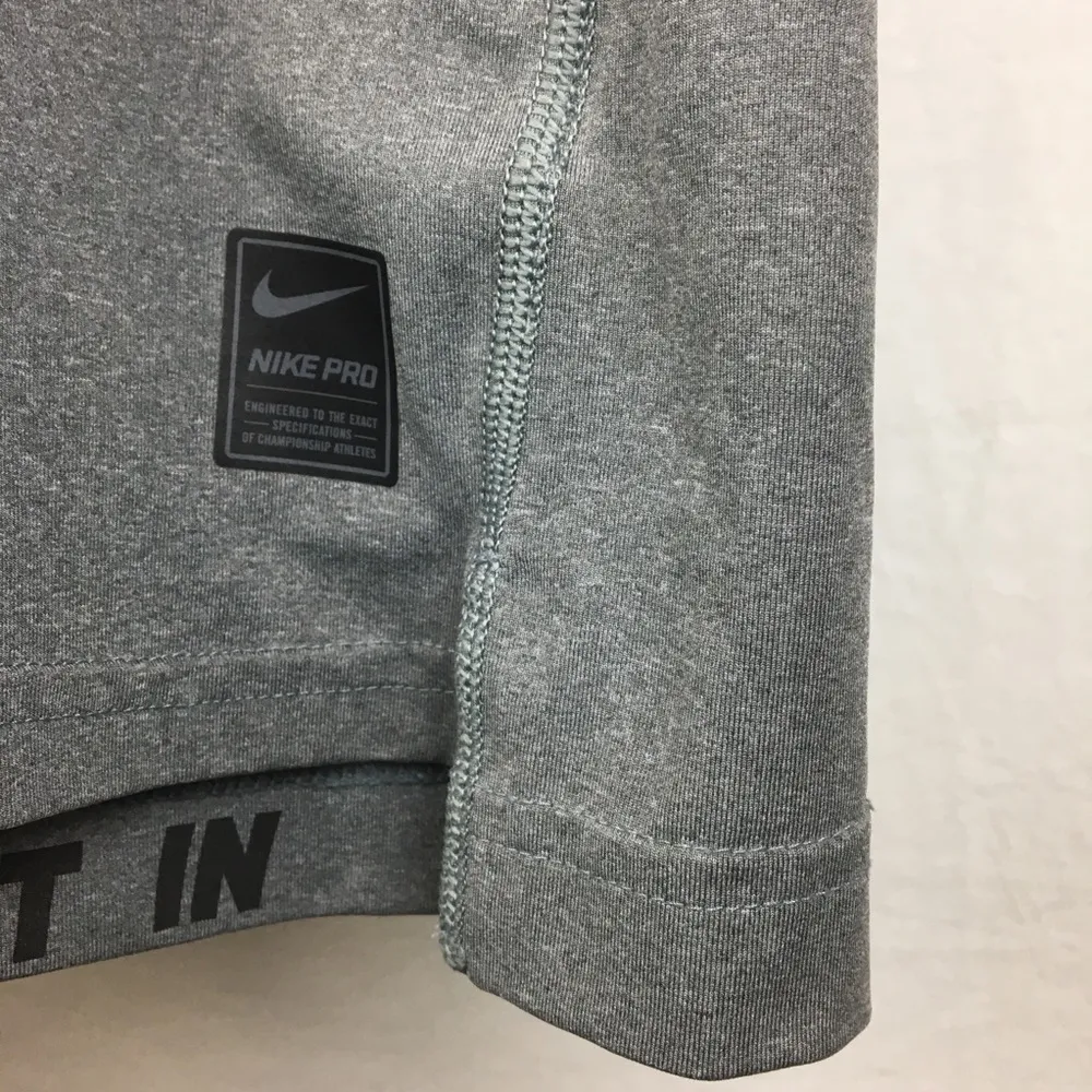 Nike Pro Gray Compression Short Sleeve Sport Tee T Shirt M - Image 3