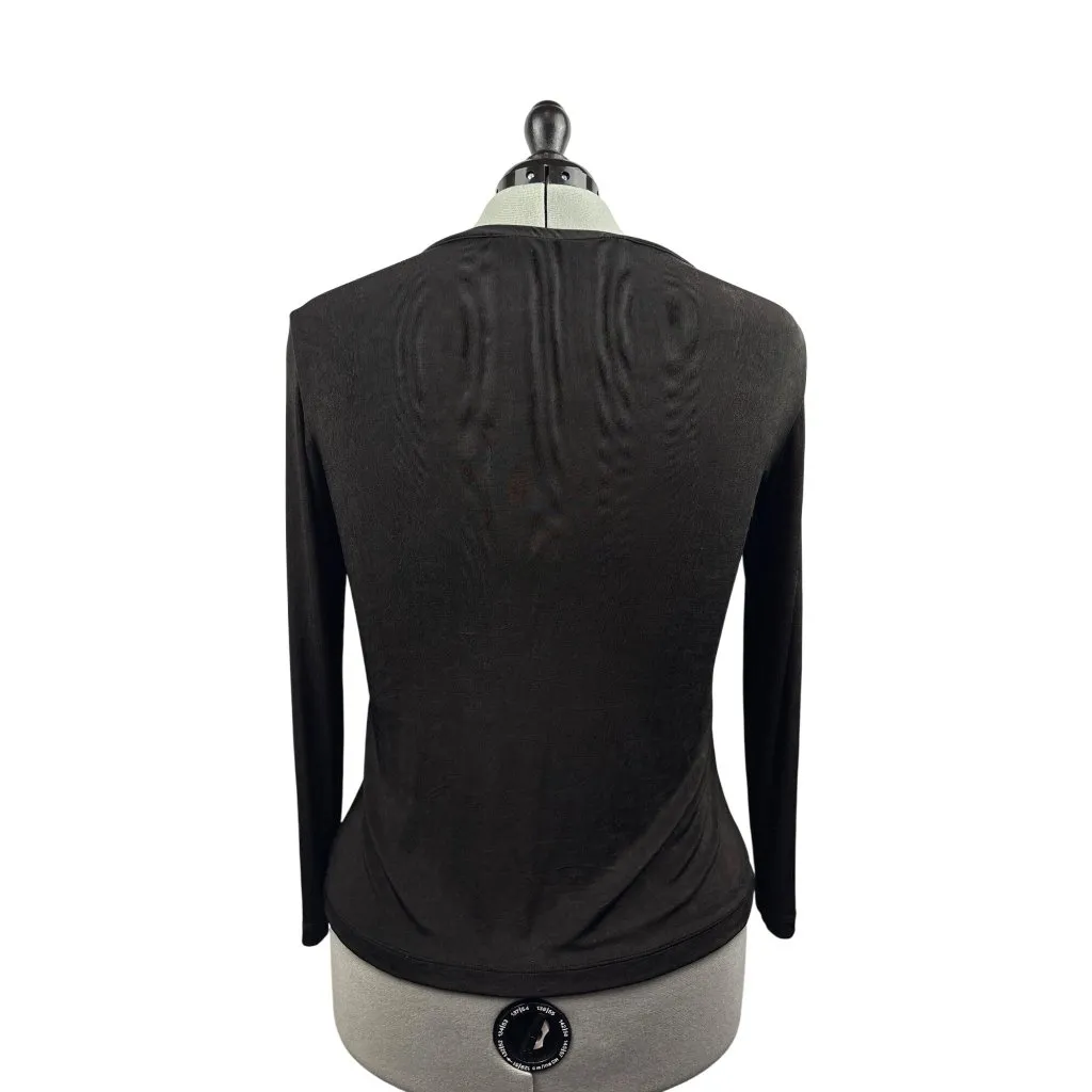 Women’s Chico’s Size 2XL Dark Grey Long Sleeve Cardigan with Single Shell Button Gray - Image 4