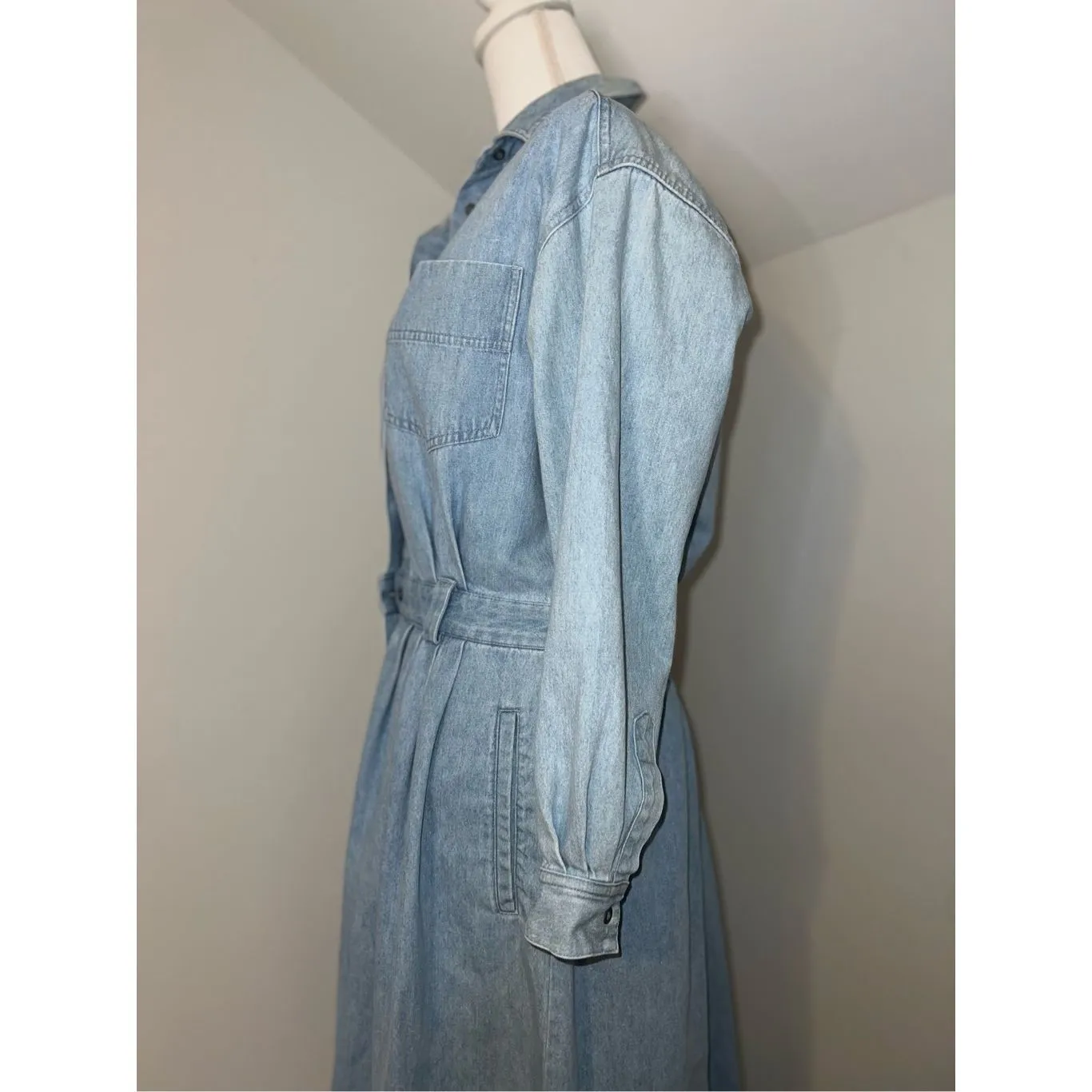 Vintage Western 100% Cotton Prairie Maxi Denim Jean Dress M - Image 4