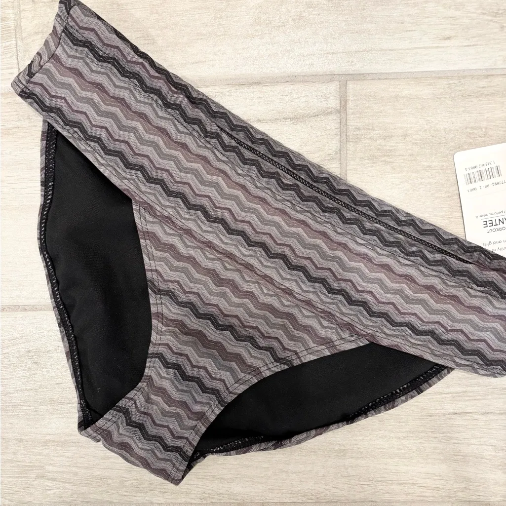 Athleta Gray striped Bikini Bottom‎ size Medium NWT - Image 2