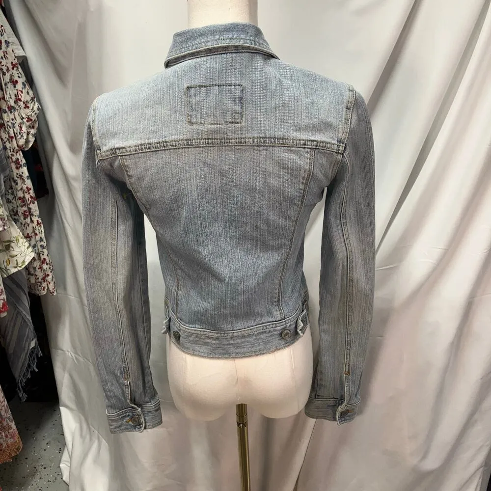 Vintage Y2K Hollister Company Denim Trucker Jacket Light wash Stretch Juniors Sm - Image 4