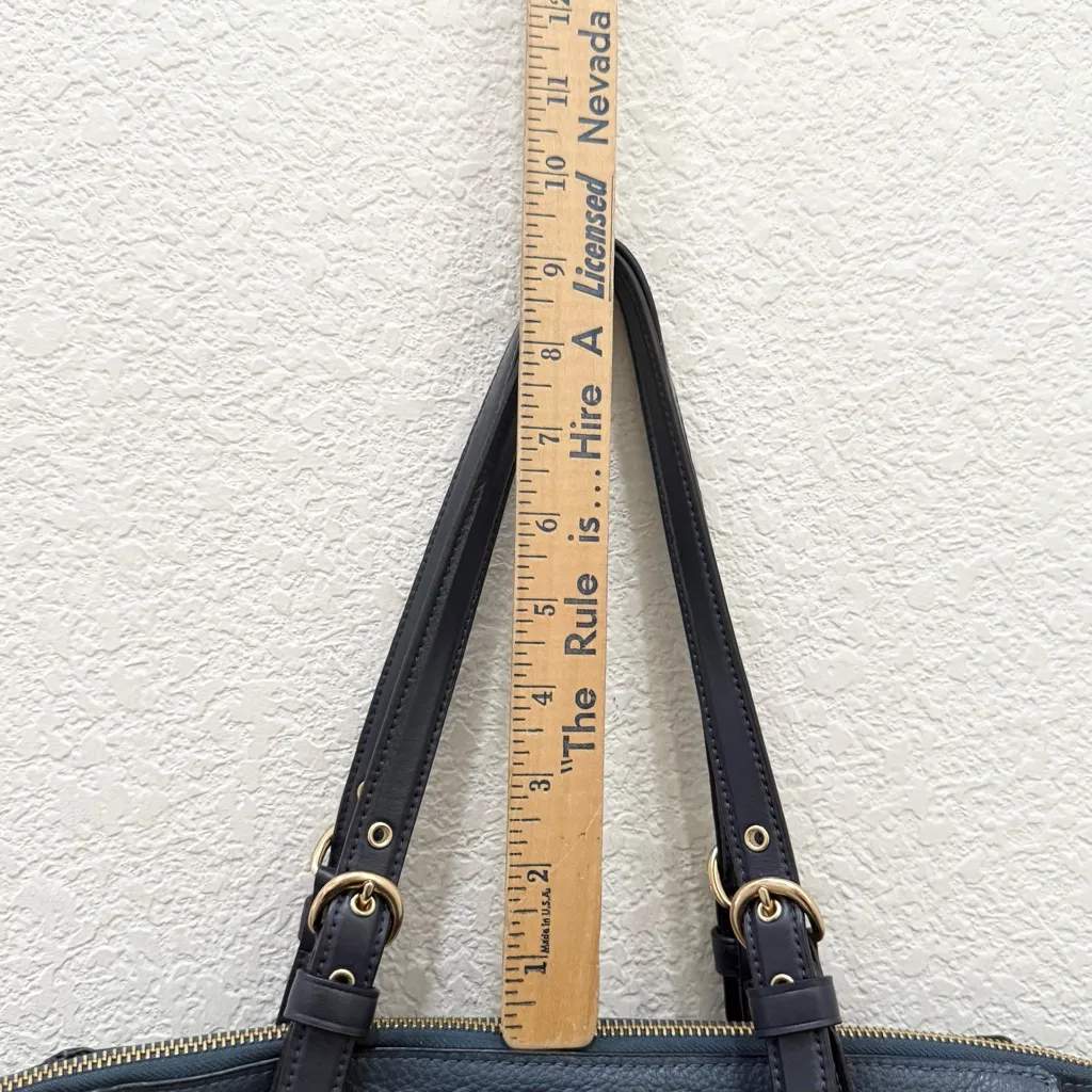 COACH C5689 Kleo Carryall Denim Blue Pebbled Suede Leather Satchel Shoulder Bag - Image 10