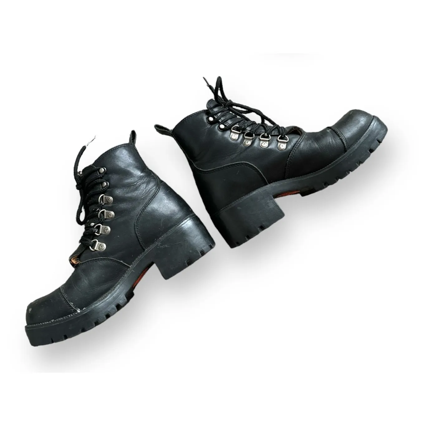 Vintage Y2K‎ Harley Davidson Chunky Leather Lave Up Riding Moto Boots Women's sz Black Size 7 - Image 6