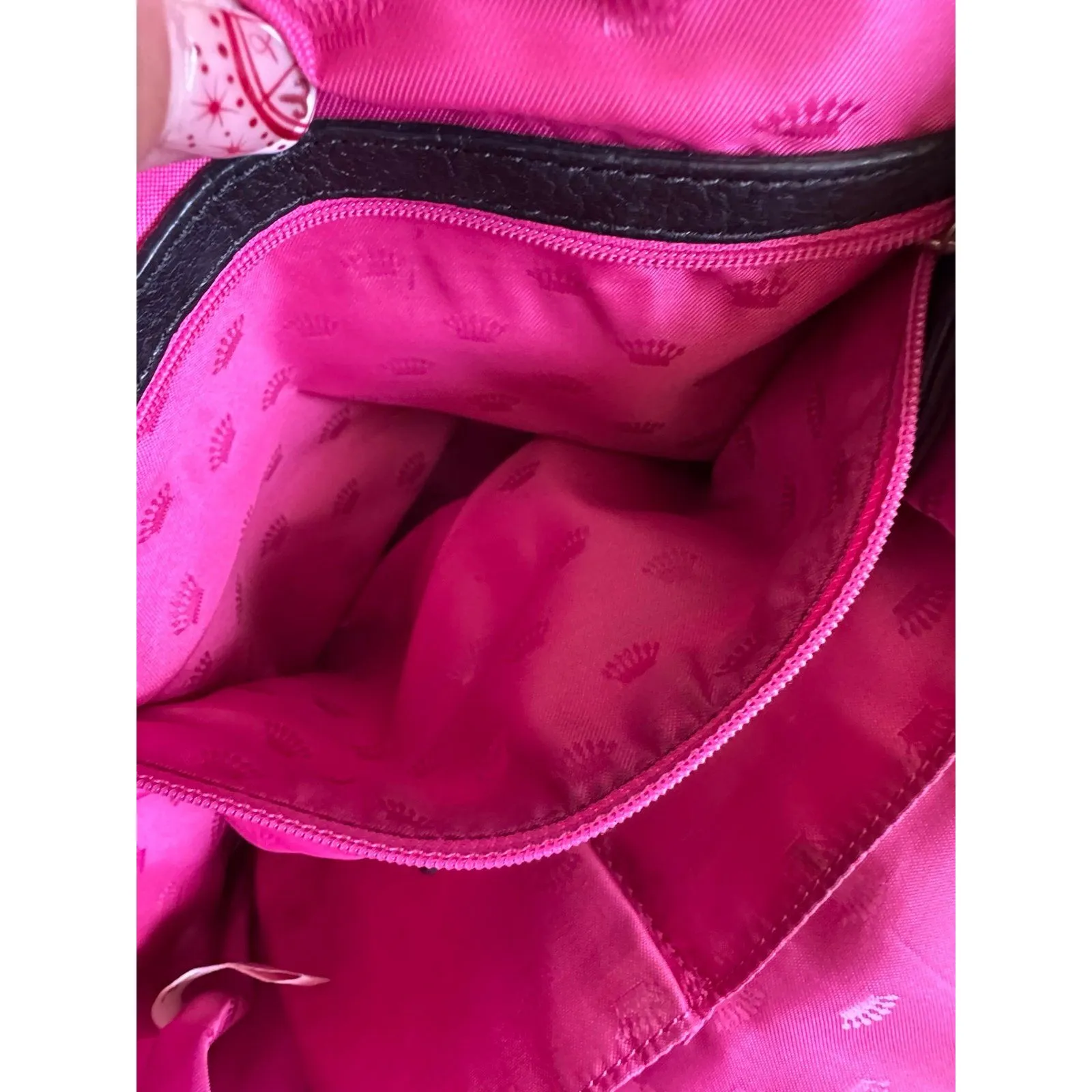 Juicy Couture Black Cow Hide Leather Orange Grove Winged Convertible Tote - Image 9