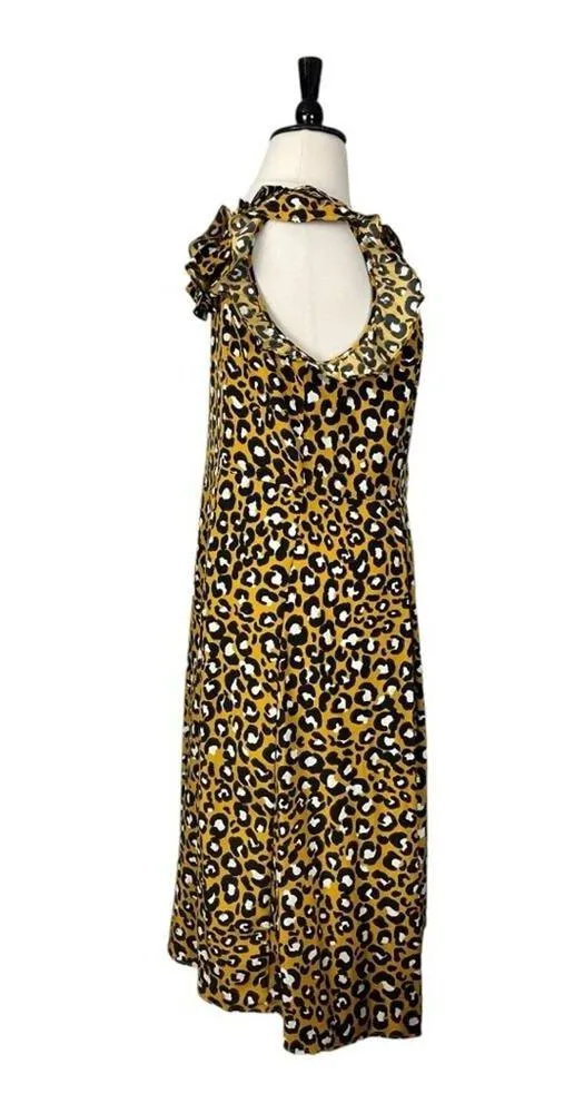 Who What Wear Midi Dress Ruffle Collar Yellow Leopard Women’s Plus Size XXL - Image 4