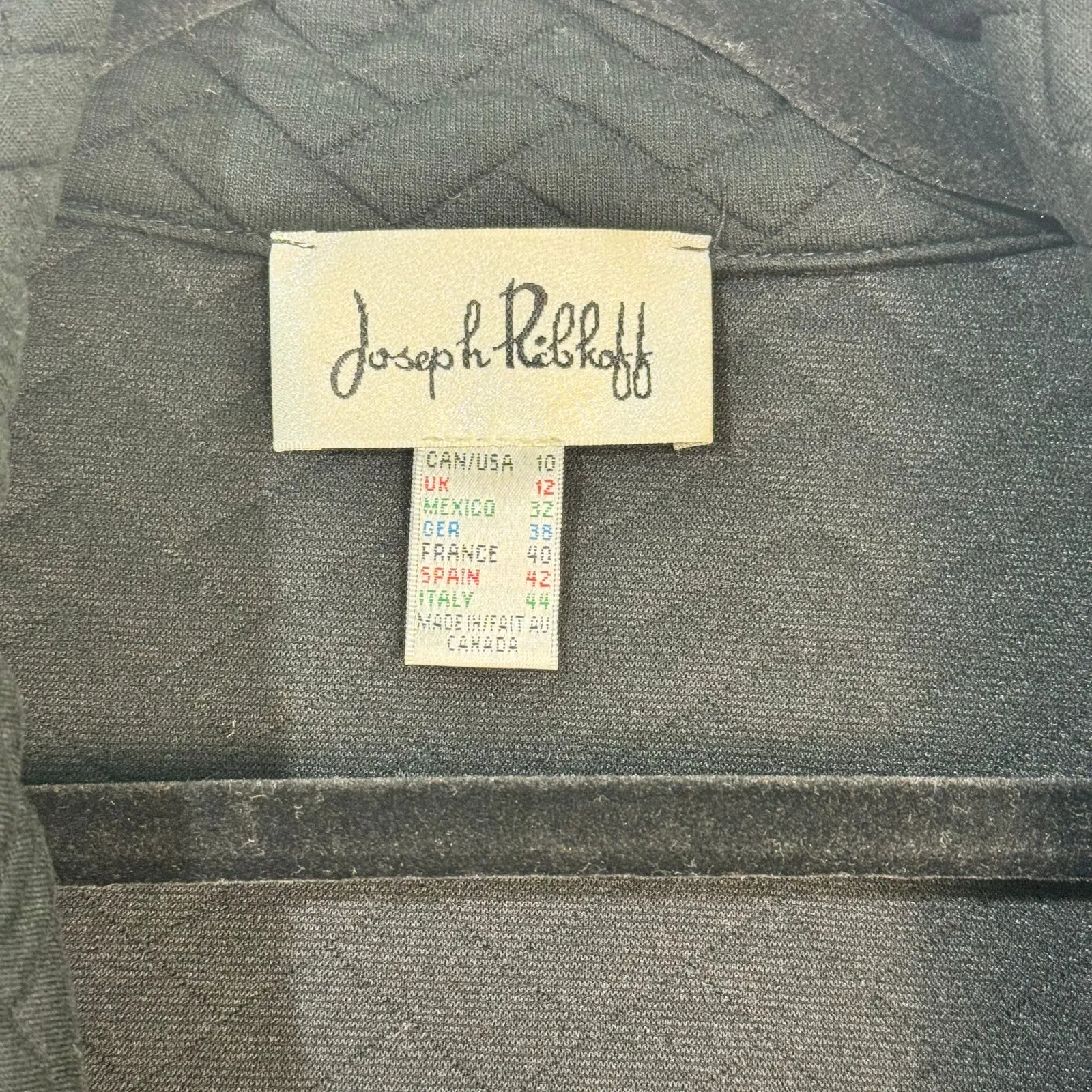 Joseph Ripkoff Black Quilted Fitted Moto Jacket Gold Zipper Trim Women's Size 10 - Image 7