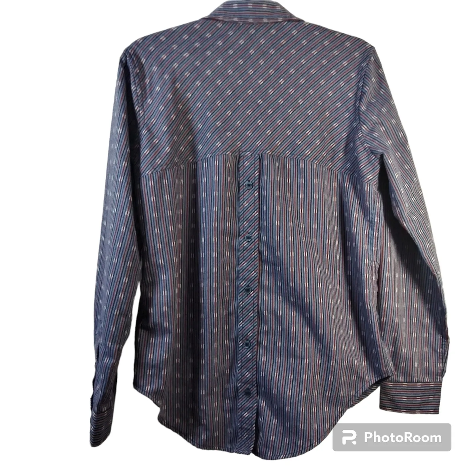 Marmot Blue Long Sleeve Striped Buttondown Shirt Arrow Pattern Size Medium - Image 2