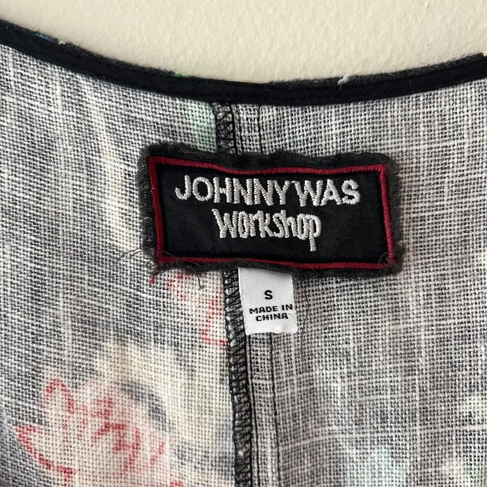 Johnny Was Sz S Tall Black Floral Linen Tank Jumpsuit Button Down Hand Pockets - Image 5