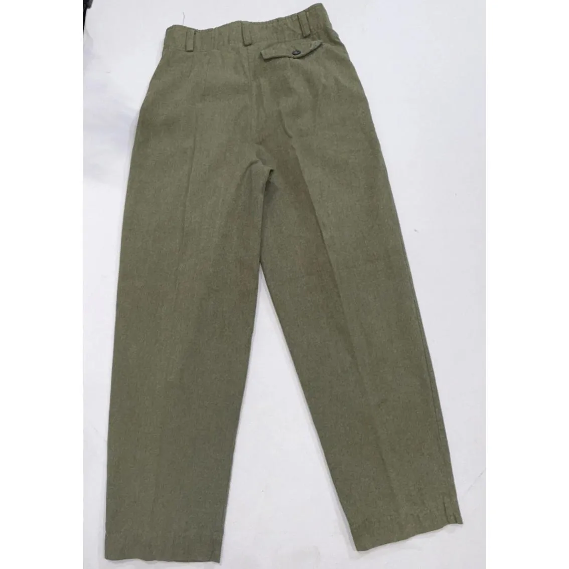 Vintage Esprit 90s Mom High Rise Y2K Pleated Linen Blend Olive Trousers Size 7/8 - Image 15