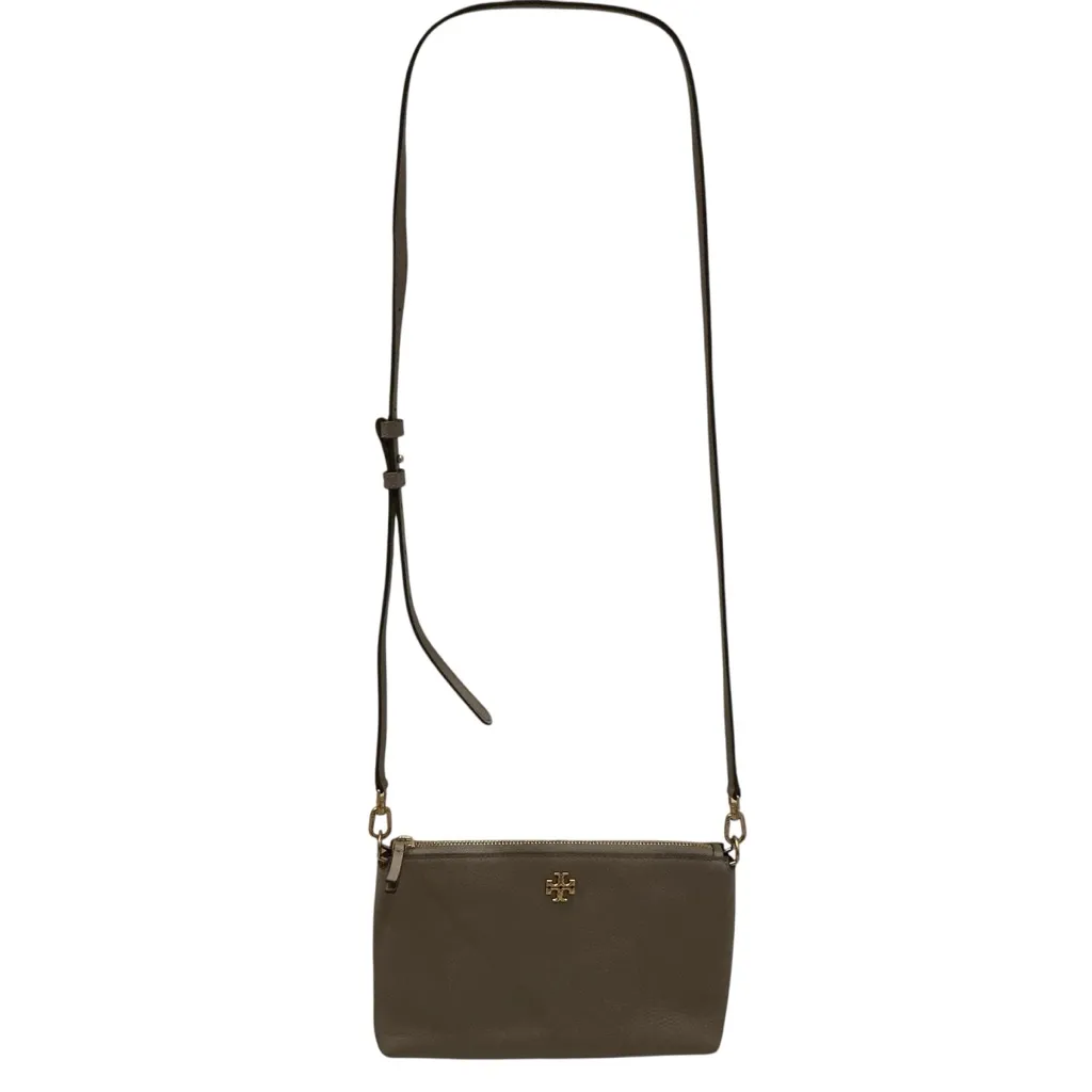 Tory Burch Mercer Gray Pebbled Leather Crossbody Bag shoulder bag clutch - Image 11
