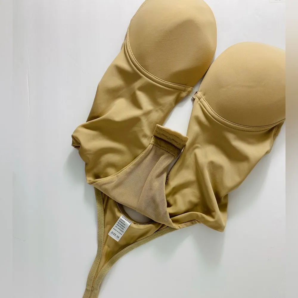 Defitshape Women’s Beige size 36/Large Backless Stretchy Seamless Bodysuit NWOT Tan - Image 2