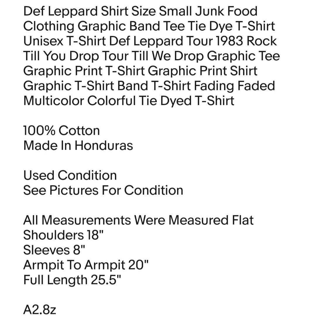 Def Leppard Shirt Size Small Graphic Band Tee Tie Dye T-Shirt Unisex T-Shirt - Image 2