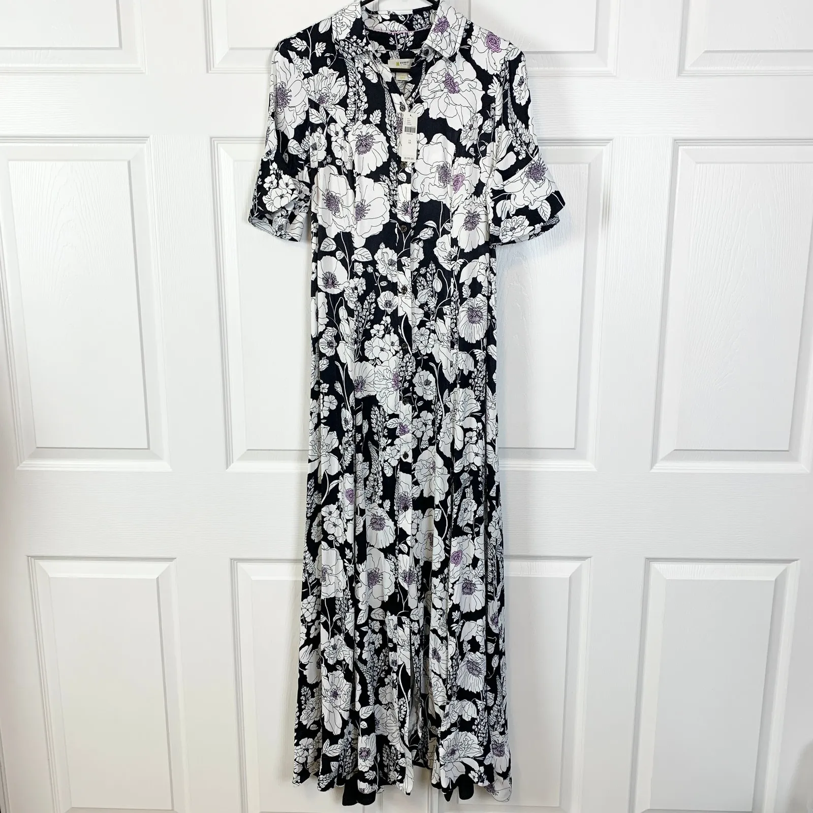 NWT Anthropologie Maeve Printed Short-Sleeve Floral Maxi Shirt Dress XS - Image 4