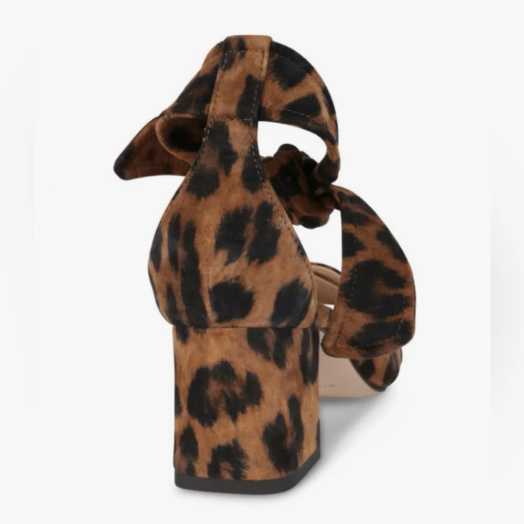 MARION PARKE Bella Leopard Brown & Black Suede Ankle Wrap Sandal Women’s Size 6 - Image 2