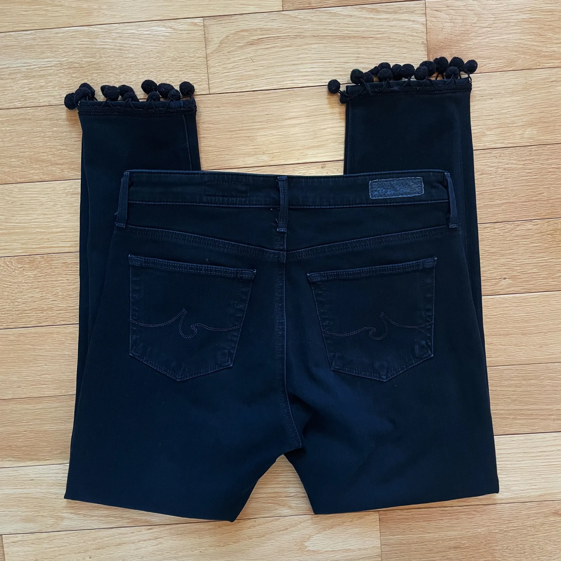 AG Farrah Skinny Ankle Black Jeans with Tassel - Image 3