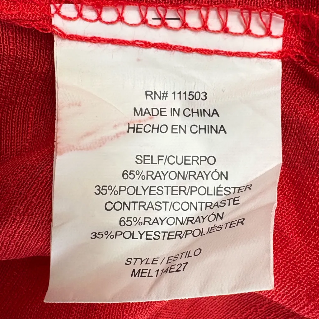 Anthropologie Fig and Flower Red Blouse with Colorful Embroidery Size Medium EUC - Image 7