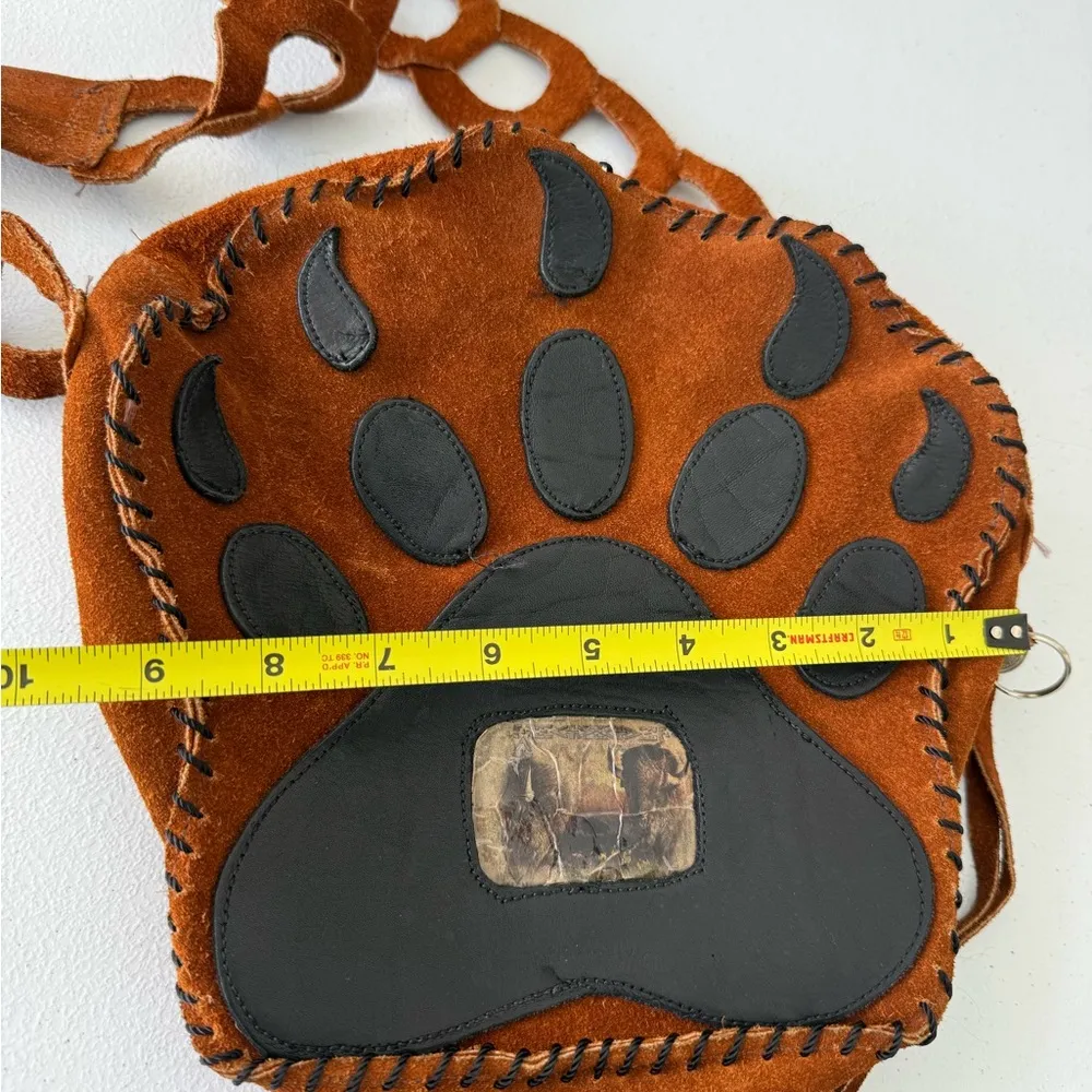 Vintage Suede Handmade Bear Claw American Indian Made? Unique crossbody purse - Image 5