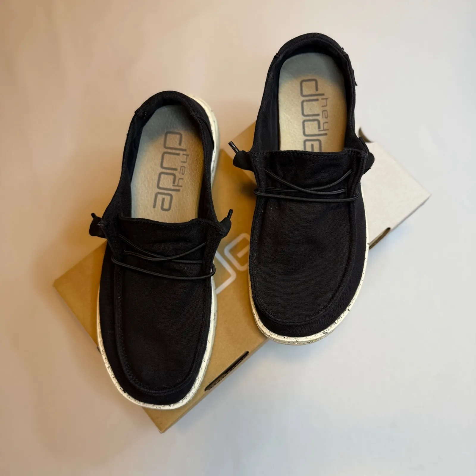 Hey Dude Wendy L Black Canvas Slip On Loafers Women's Size 7 Workwear Weekend - Image 3