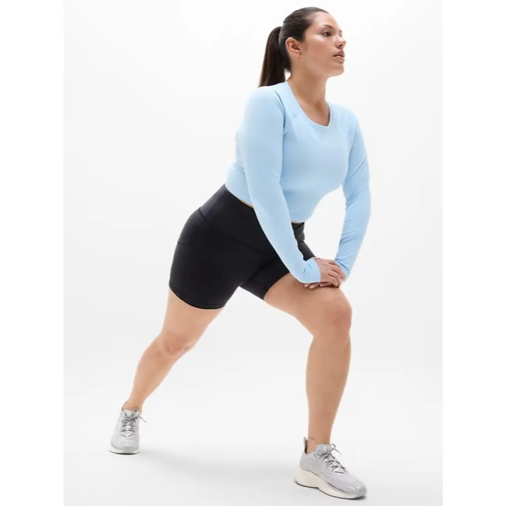 Athleta M Momentum Flex Crop Top Mist Blue Medium - Image 4