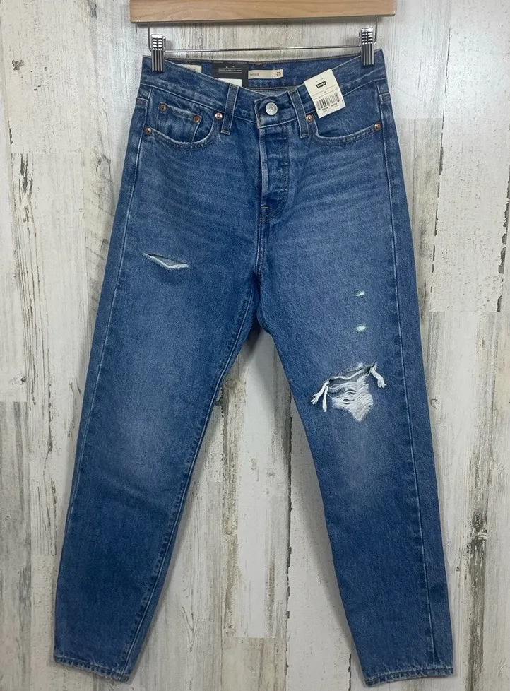 NWT Levi's Jeans Womens 29 Blue Wedgie Straight Distressed Ripped High-Rise - Image 1