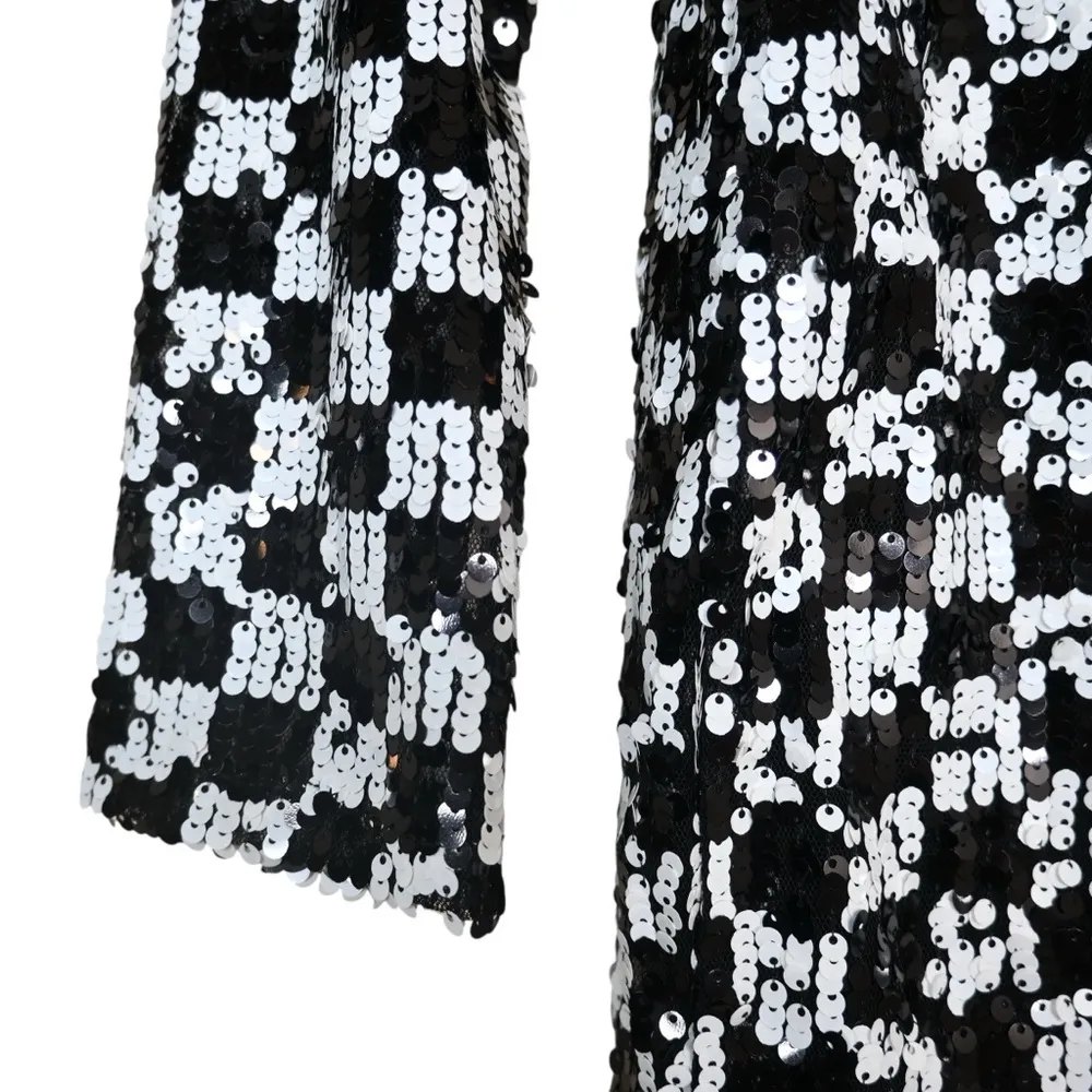 GB Gianni Bini Women's S Black White Sequined Fully Lined Cocktail Dress - Image 7