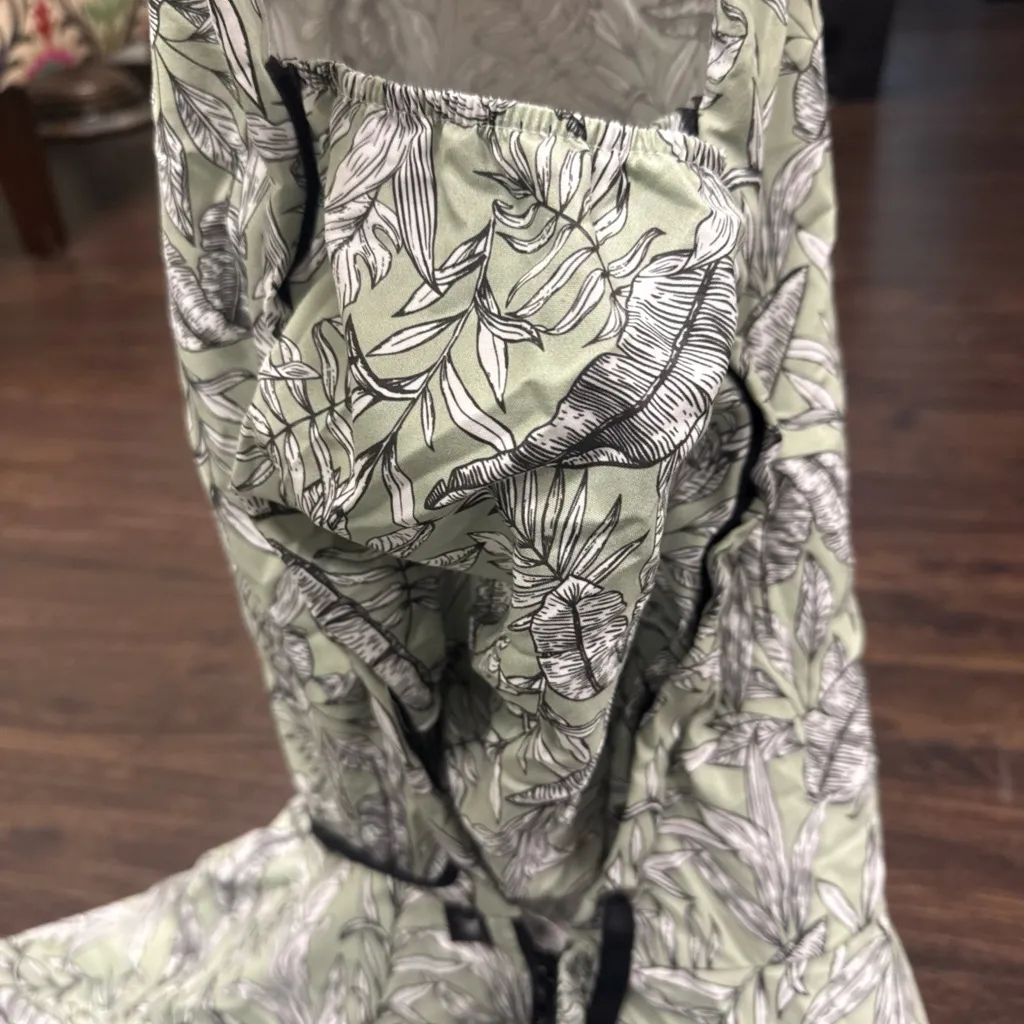 Leonisa Lightweight Windbreaker Jacket Raincoat Green white Print Unisex l/xl - Image 4