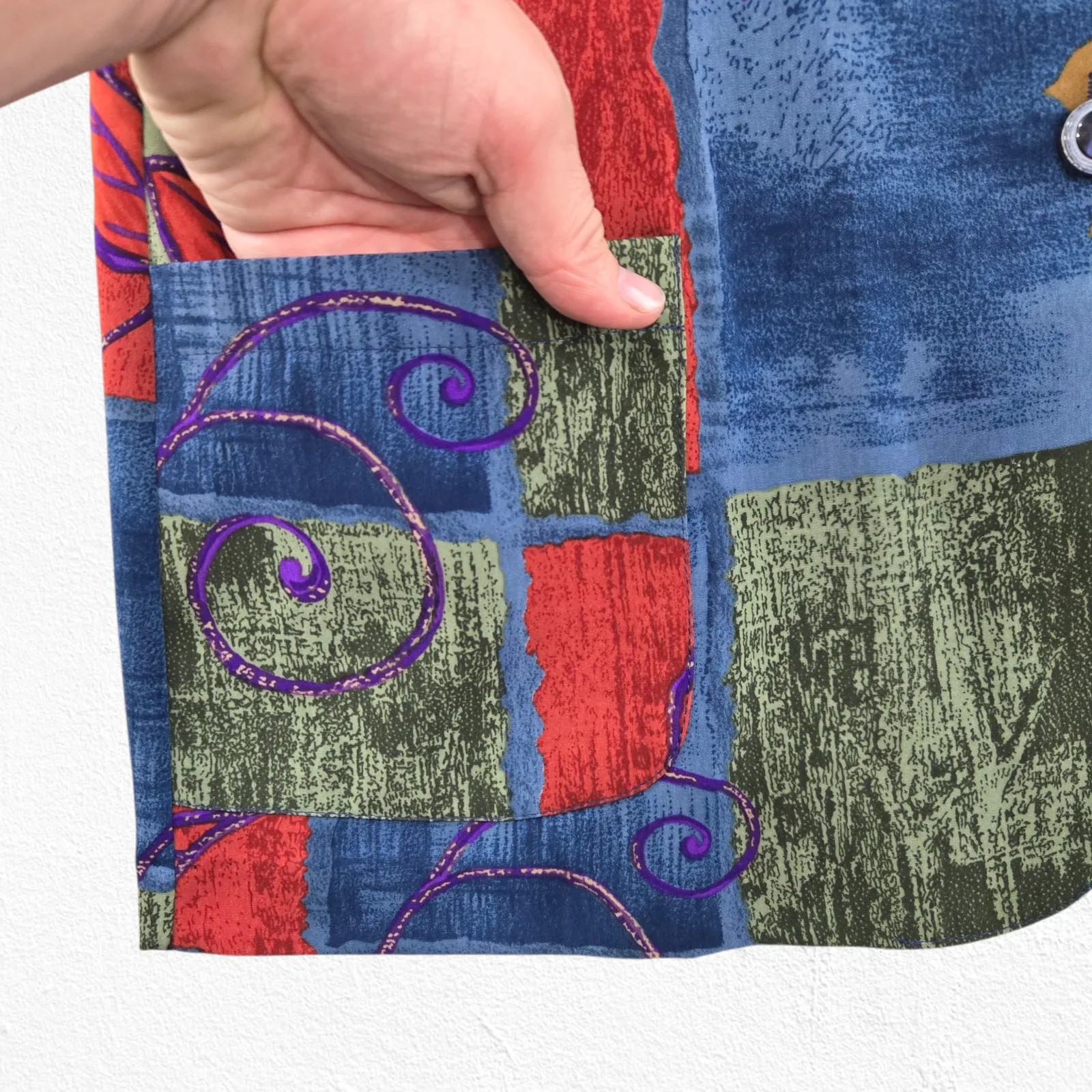 90s Vintage Peter Popovitch Patchwork Blazer Jacket Size Large Bold Fall Floral Red - Image 4