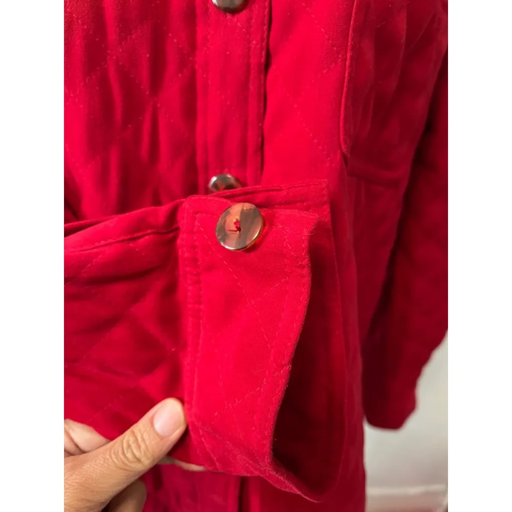 Vintage Talbots petites stretch quilted snap button lipstick red jacket Medium - Image 4