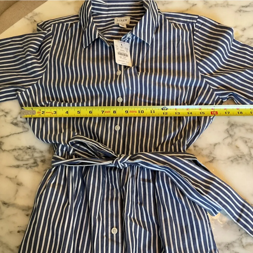 NWT J.Crew Long-sleeve striped poplin shirtdress Sz 00 Box Cutter Slice - Image 7