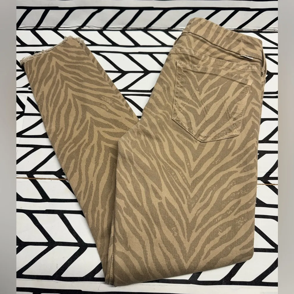 Mother The Looker Ankle Fray in Sweet Stripes size 27 Tan - Image 3