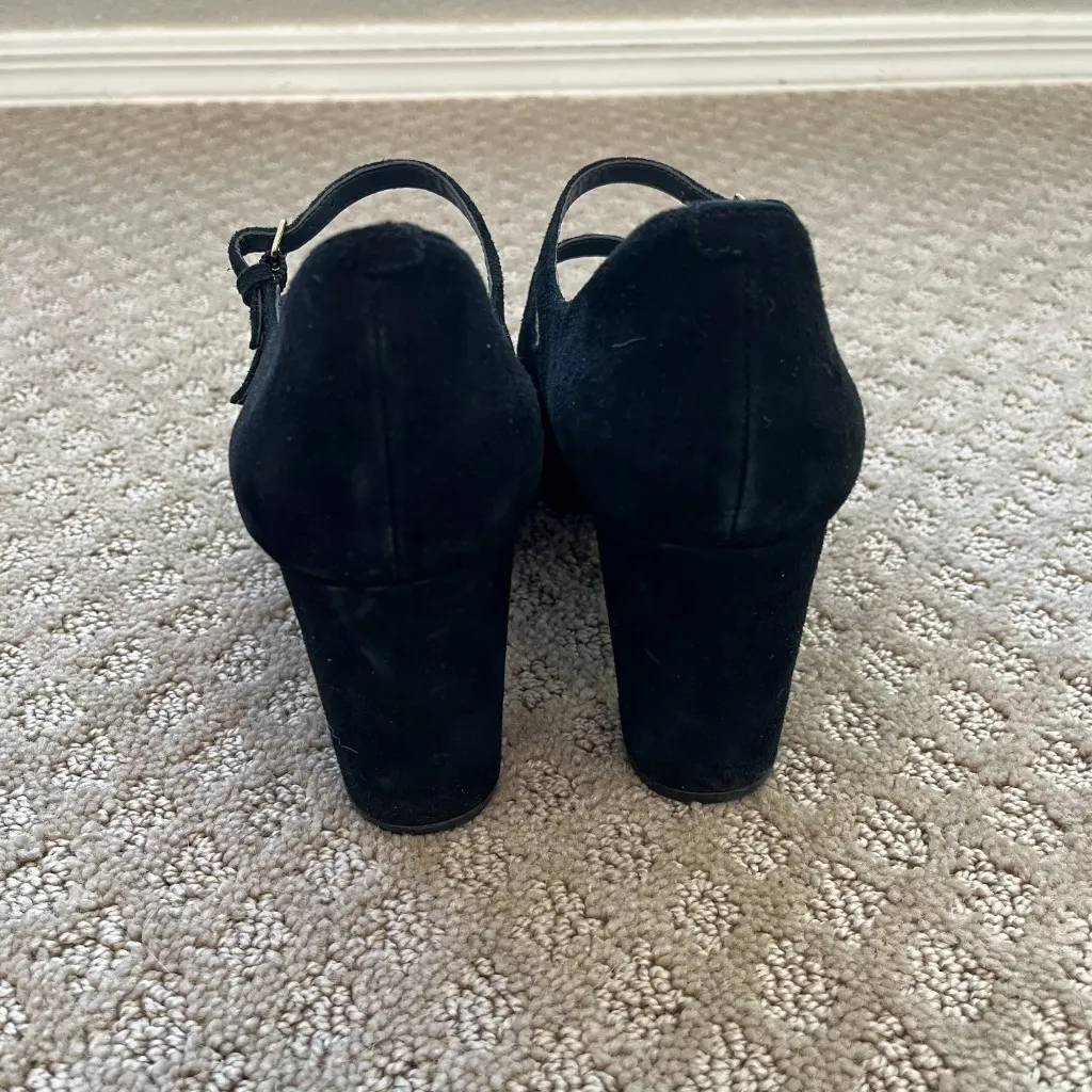 Rockport Double Strap Black Suede Leather Mary Jane Block Heel Pumps Size 7  - Image 3