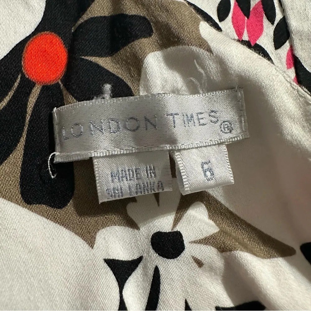 London Times women's size 6 white floral sleeveless dress with open back - Image 3