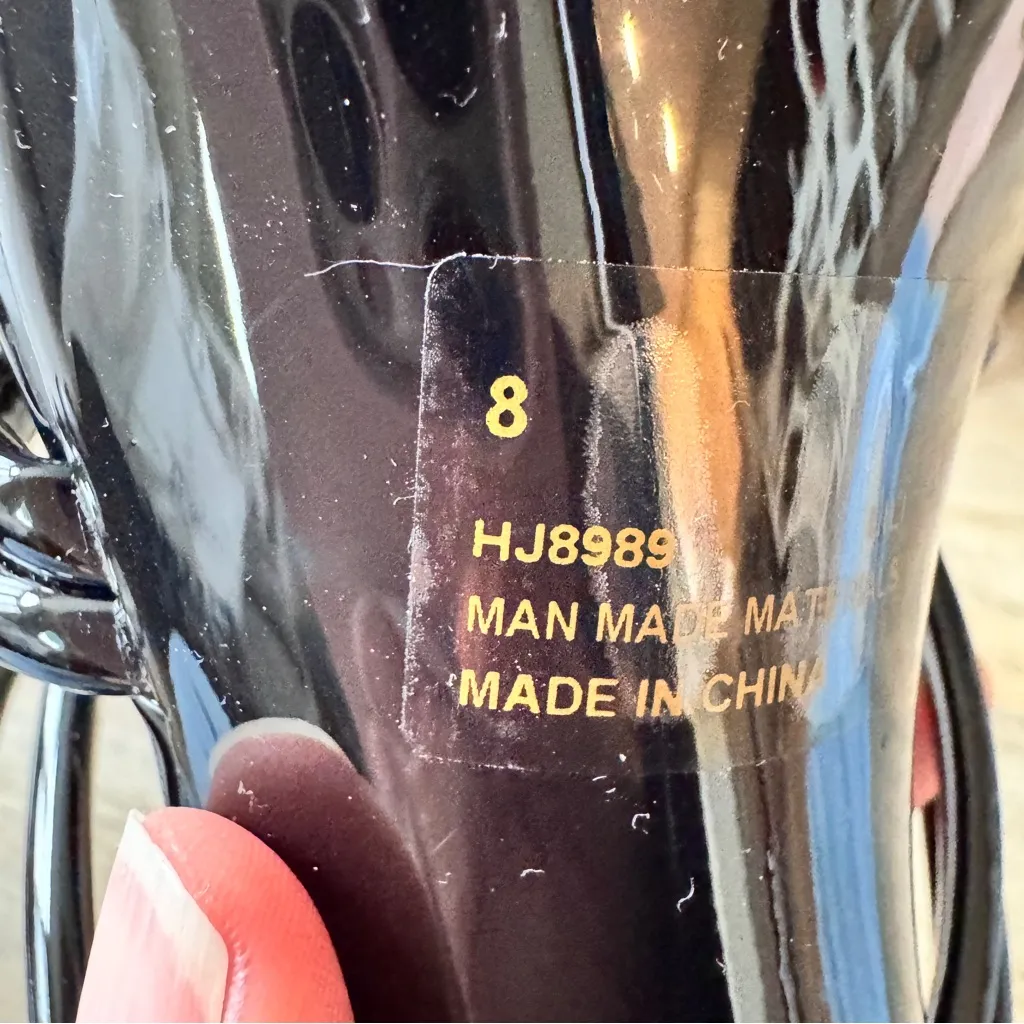 Cape Robbin Black Faux Patent Leather Strappy Stiletto Heels Women’s 8 Platform - Image 4