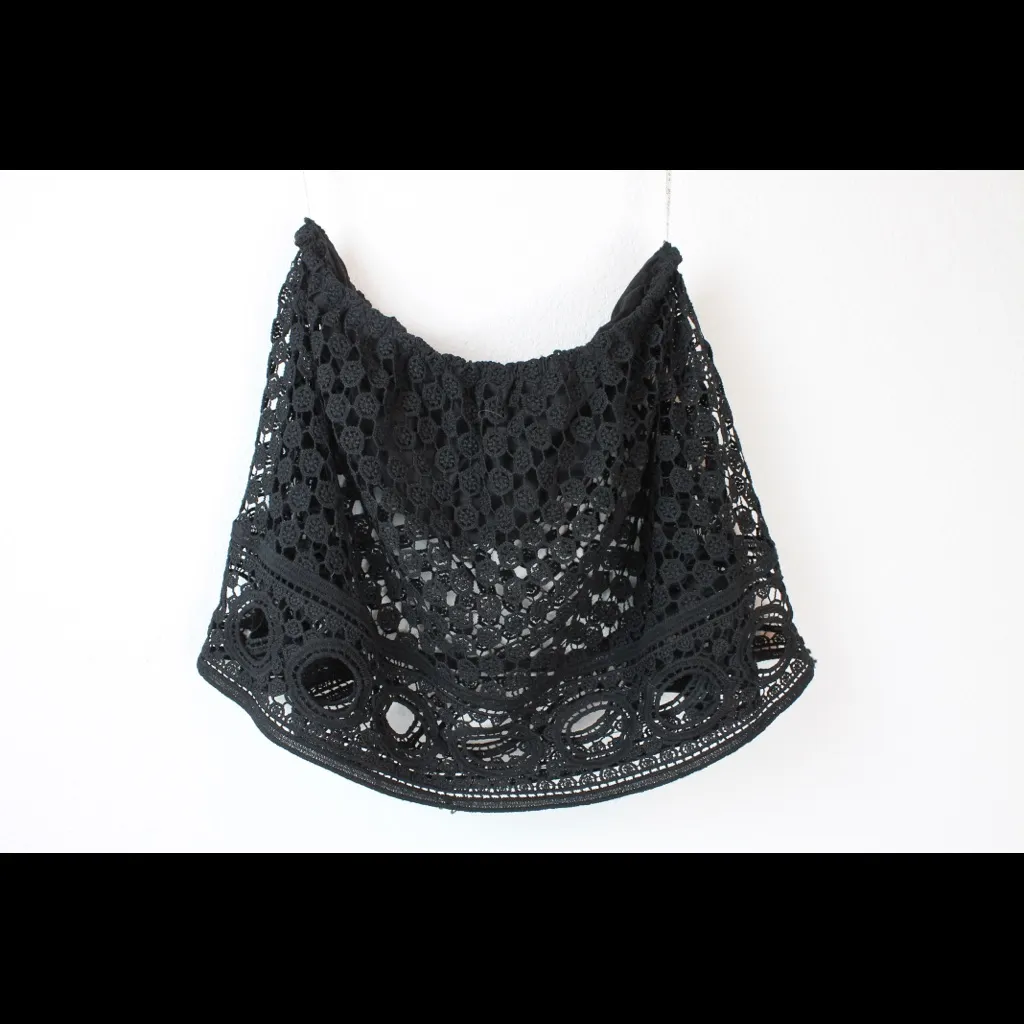 🔴 Buffalo David Bitton Black Strapless Lace Crop Top M NWOT Boho Festival Tube - Image 5