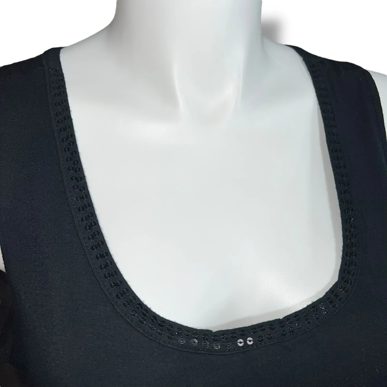 Y2K Christopher & Banks Womens Tank Top Shirt Pullover Scoop Neck Sequin XL - Image 6