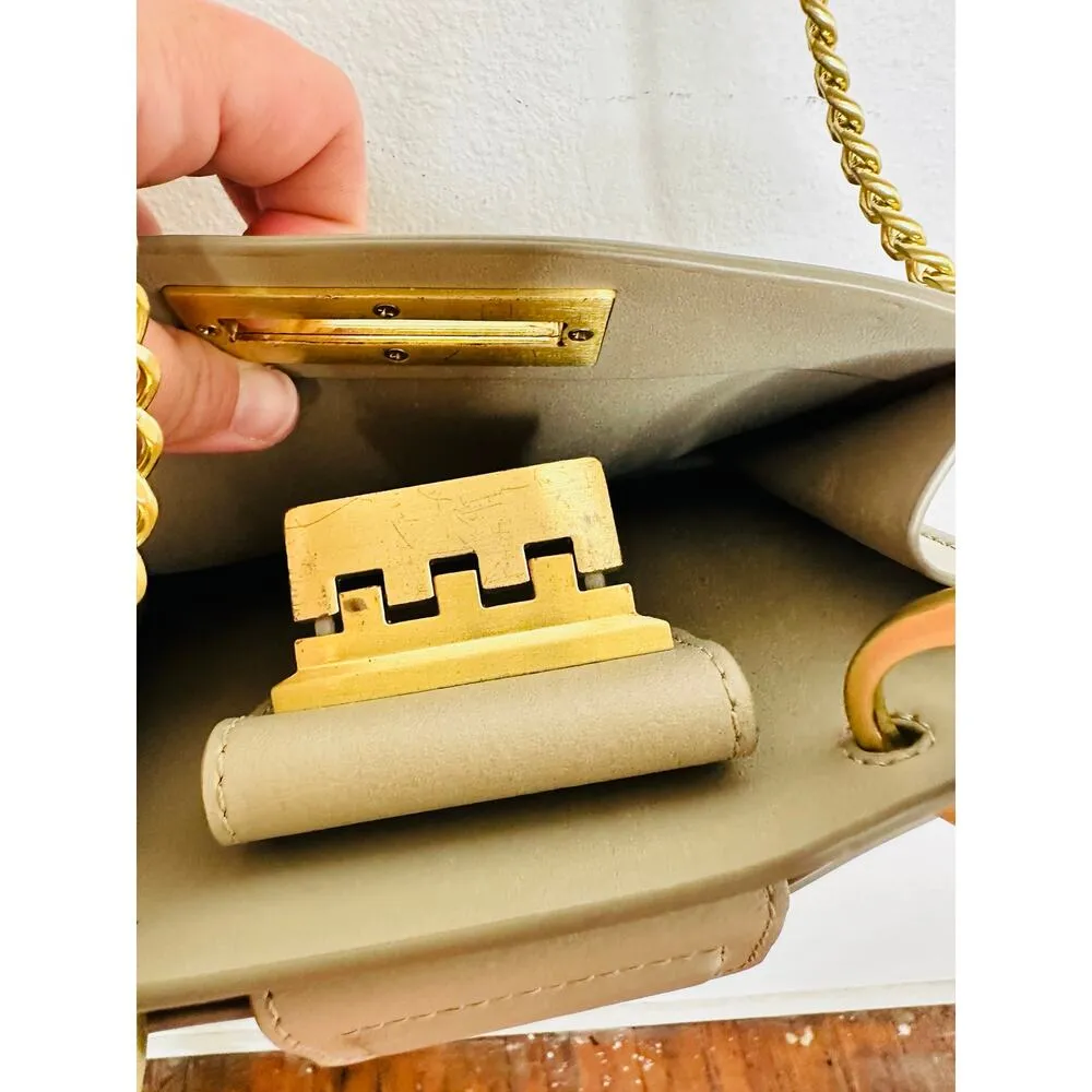 ZAC POSEN Beige Leather Accordion-Style Smoke Earthette Crossbody Bag Purse - Image 14