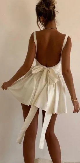 Medium LONGER LEGTH PLUS  'Florianne' Ivory Bow Mini Dress white NWOT - Image 2