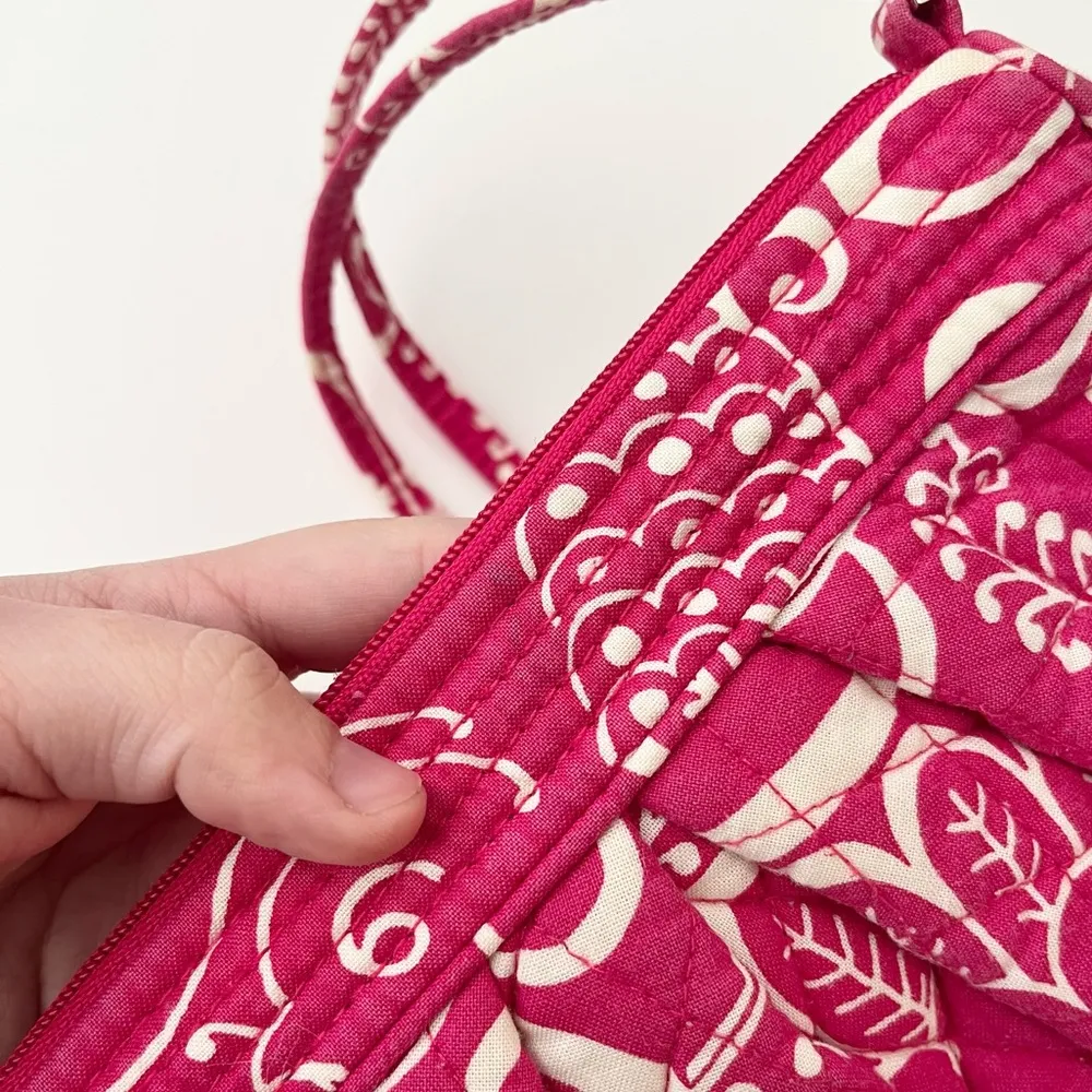 Vera Bradley Twirly Birds Frankie Fuchsia Pink White Print Crossbody Bag Purse - Image 21