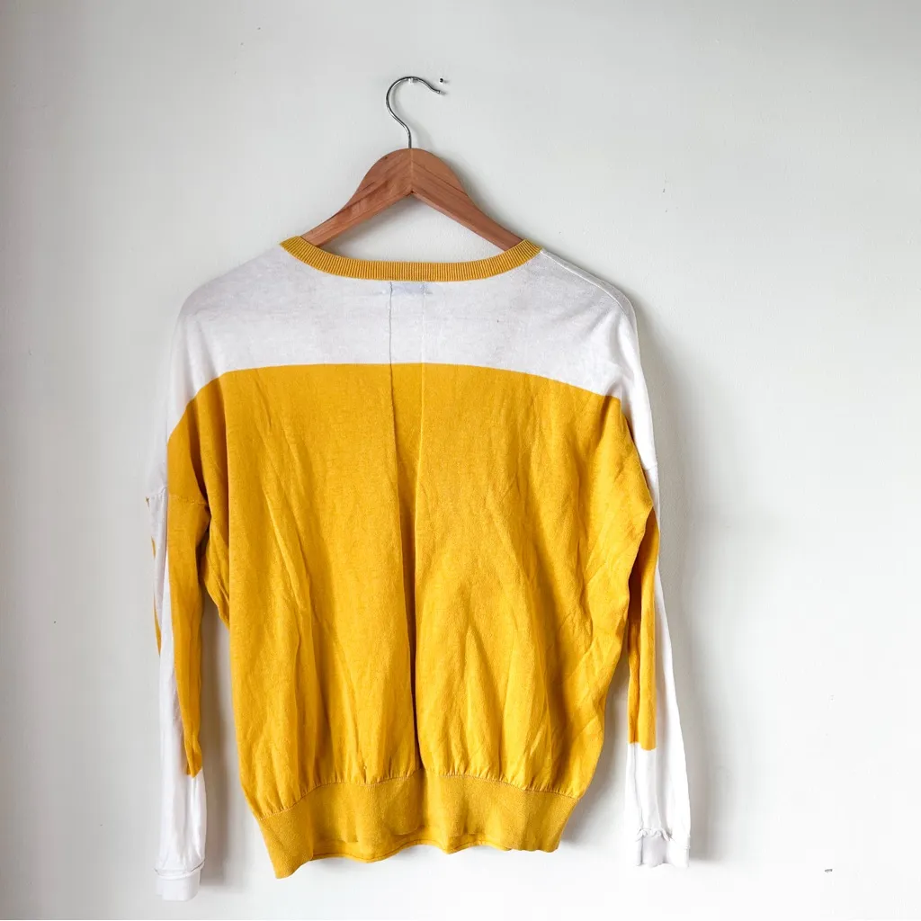 Loma London Colorblock Yellow and White Cotton Silk Sleeve Top M Size M - Image 7
