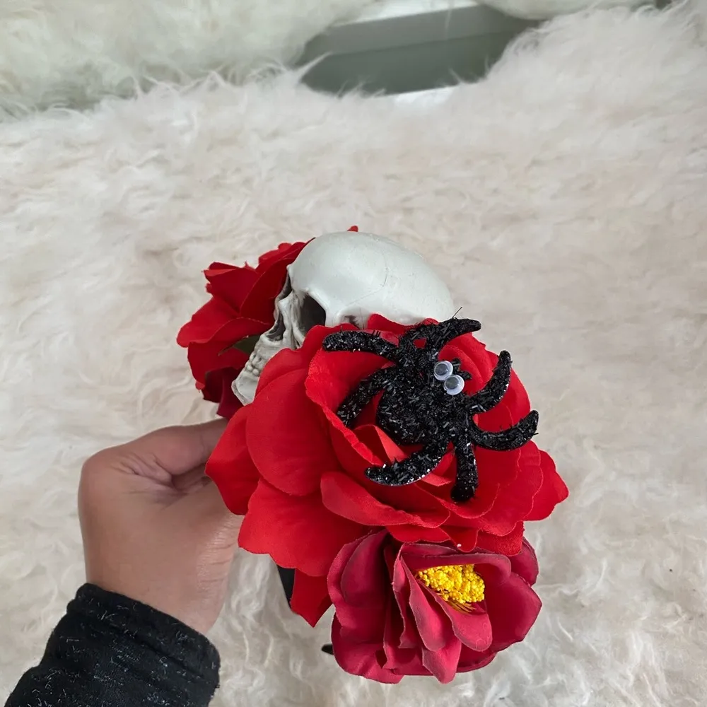 Halloween Day of the Dead Sugar Skull Skeleton Headband Costume Roses Goth - Image 4