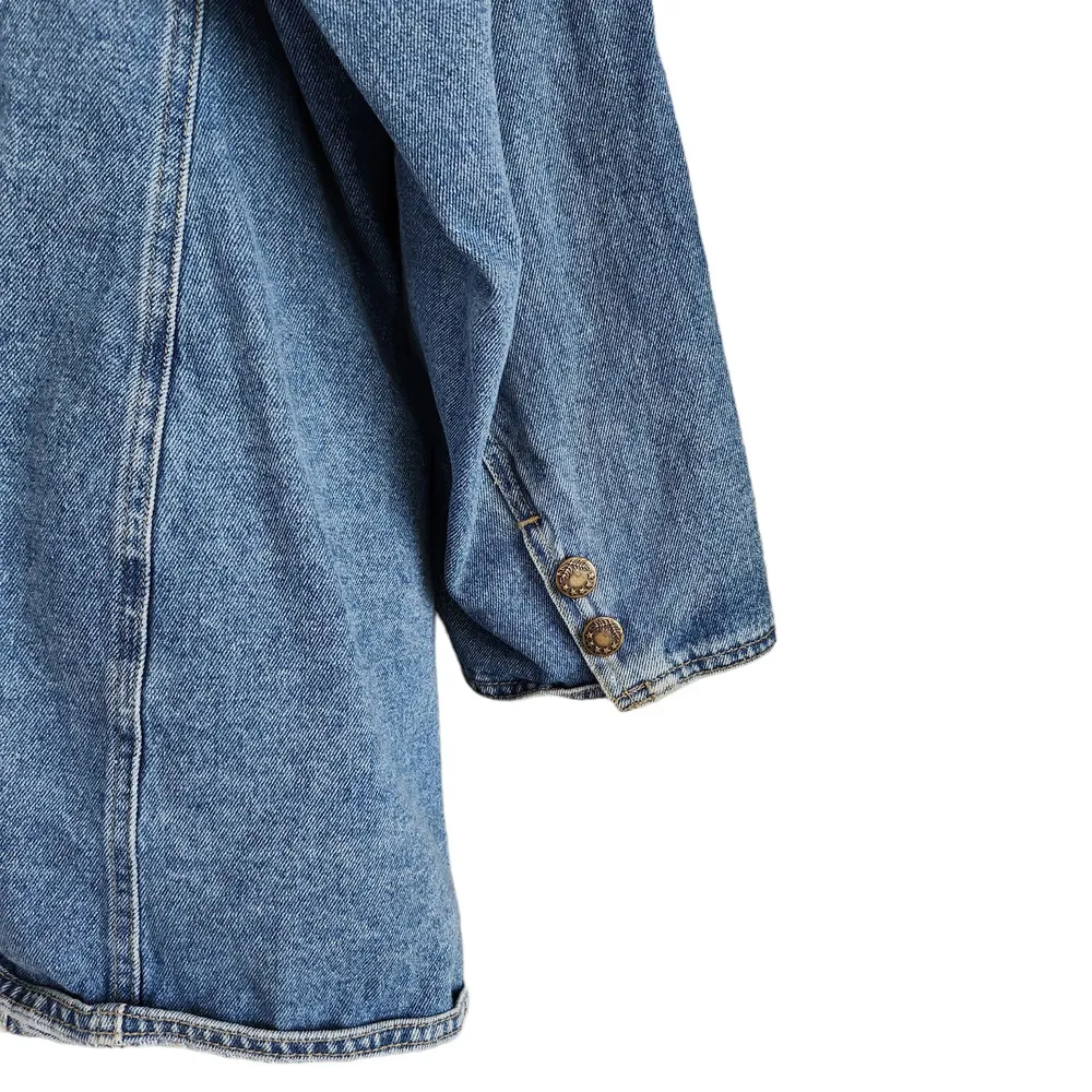 Vintage Baccini Jean Suit Jacket Faux Cheetah Fur Lined Collar Coat XXL - Image 7