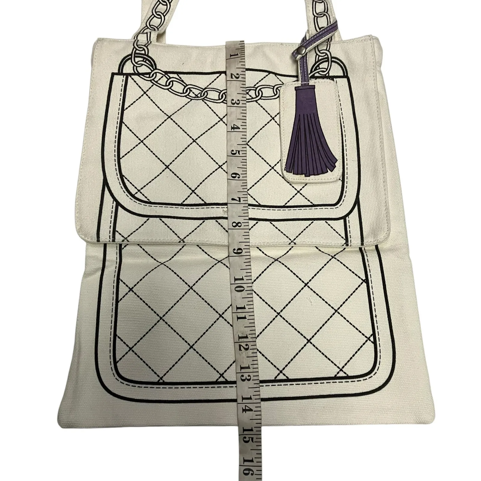 Quilted Purse Printed Canvas Tote Bag - Image 6