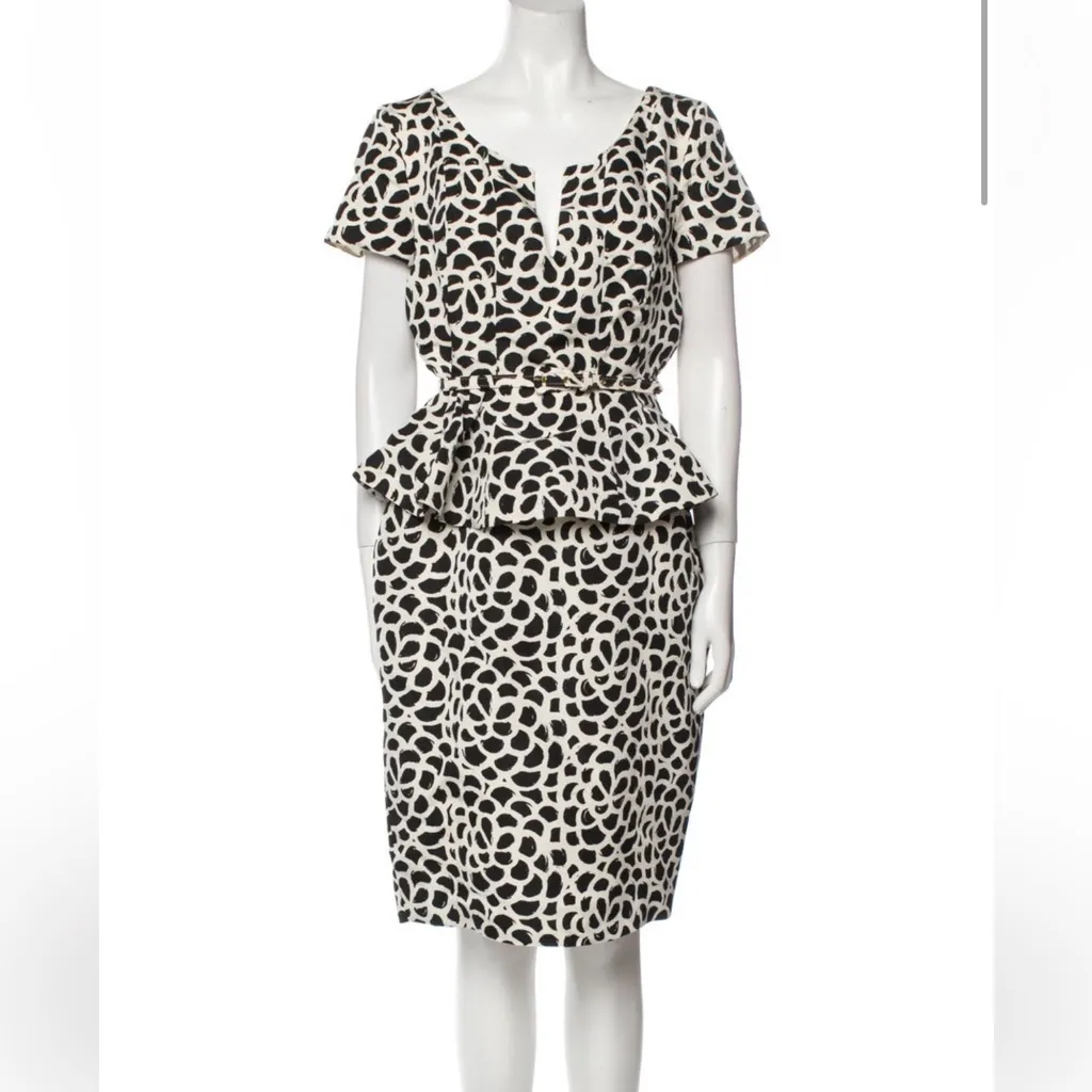 Oscar de la Renta Black and White Patterned Dress - Image 4