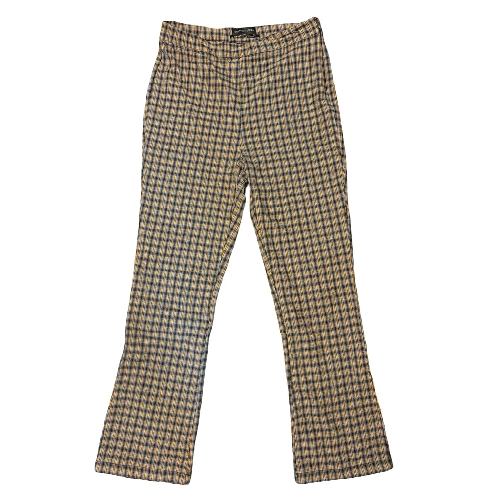 Urban Outfitters Yellow Black Plaid Pull On Pants w/ Elastic Waist Size S (6) - Image 2