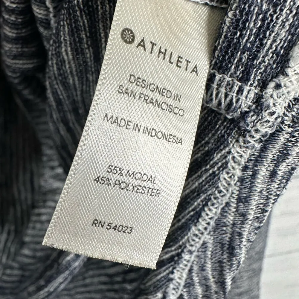 Athleta Womens size XS Breezy Long Sleeve Cutout Back Striped Workout Top Blue - Image 11