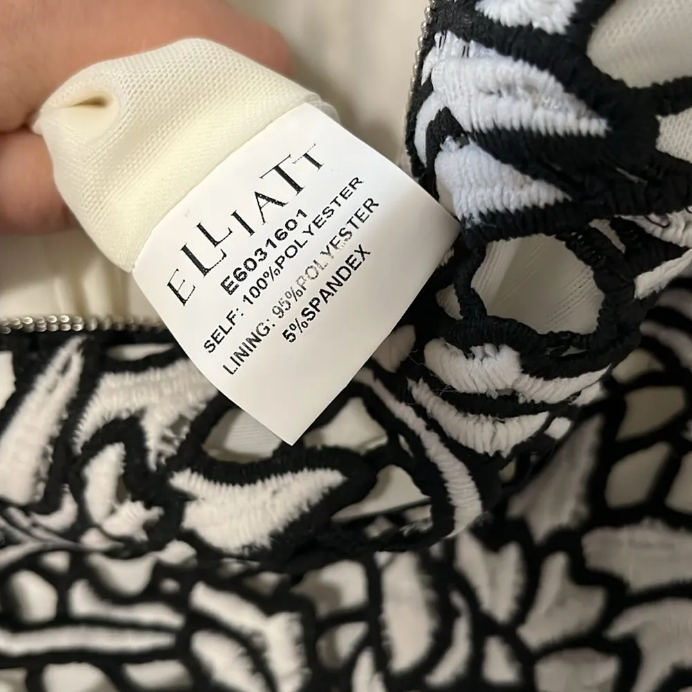 ELLIATT Ivory Coast Lace Sheath Midi Dress White & Black Floral, Size S - Image 12