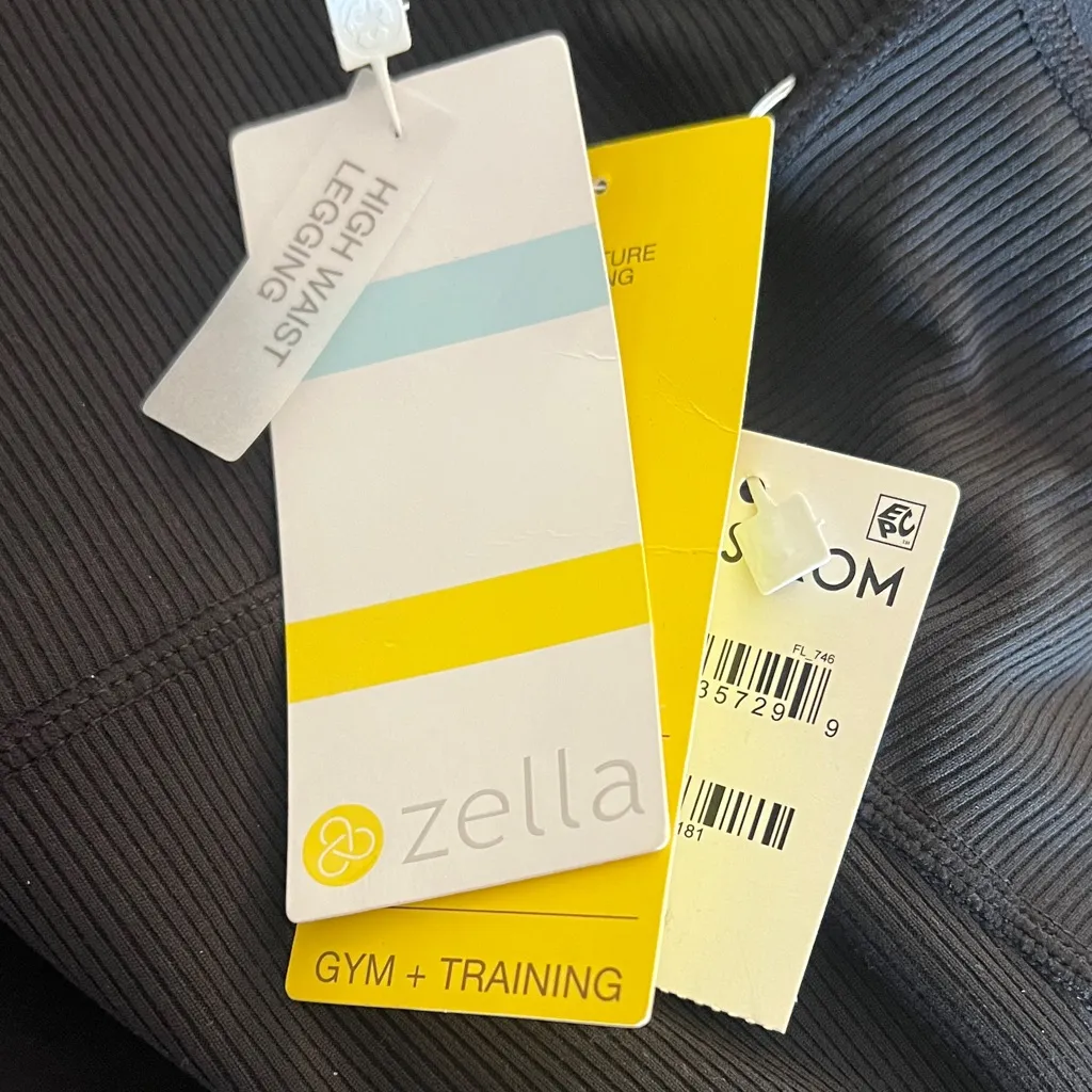 Zella High Waist Ribbed Moto Black Gym Leggings - Image 9