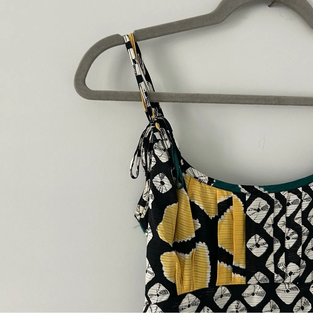 Samantha Sung Floral Geometric Sleeveless Retro A Line Silk Mini Dress Multi XS White - Image 3