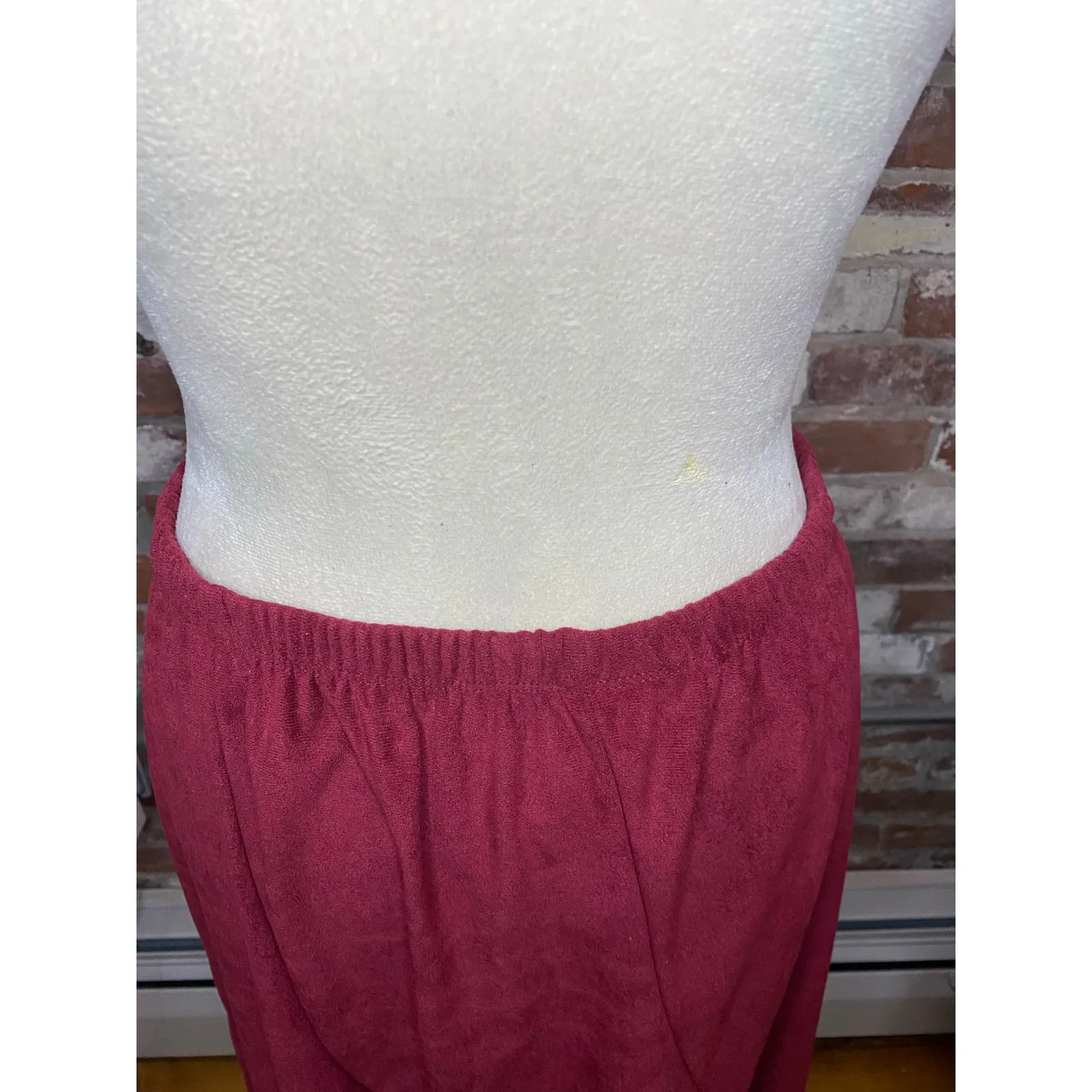 Burgundy Faux Suede Maxi Skirt Boho Western A-Line Wine Red Size M NWT - Image 3