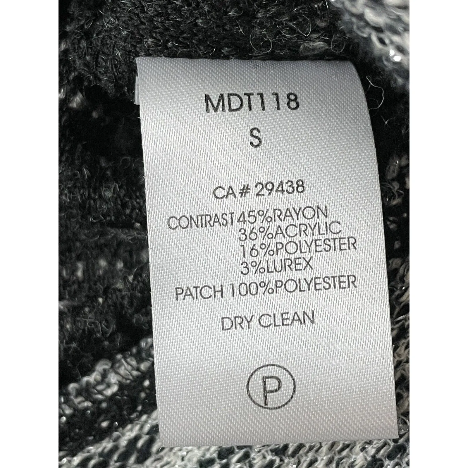 Miss Me Pullover Sweater Top Sequins Black Raglan Sleeves Boucle Size Small - Image 9